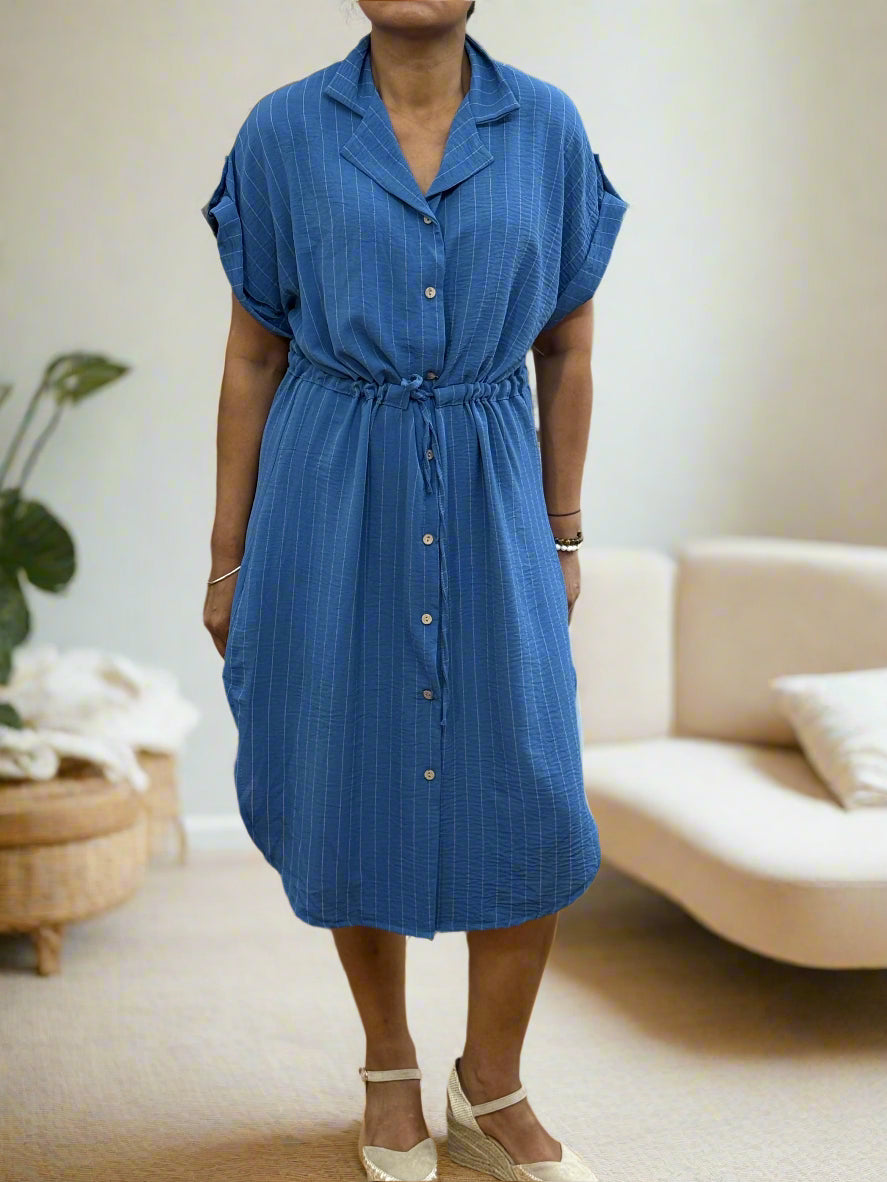 ST IVES- HAZEL PINSTRIPE SHIRT DRESS