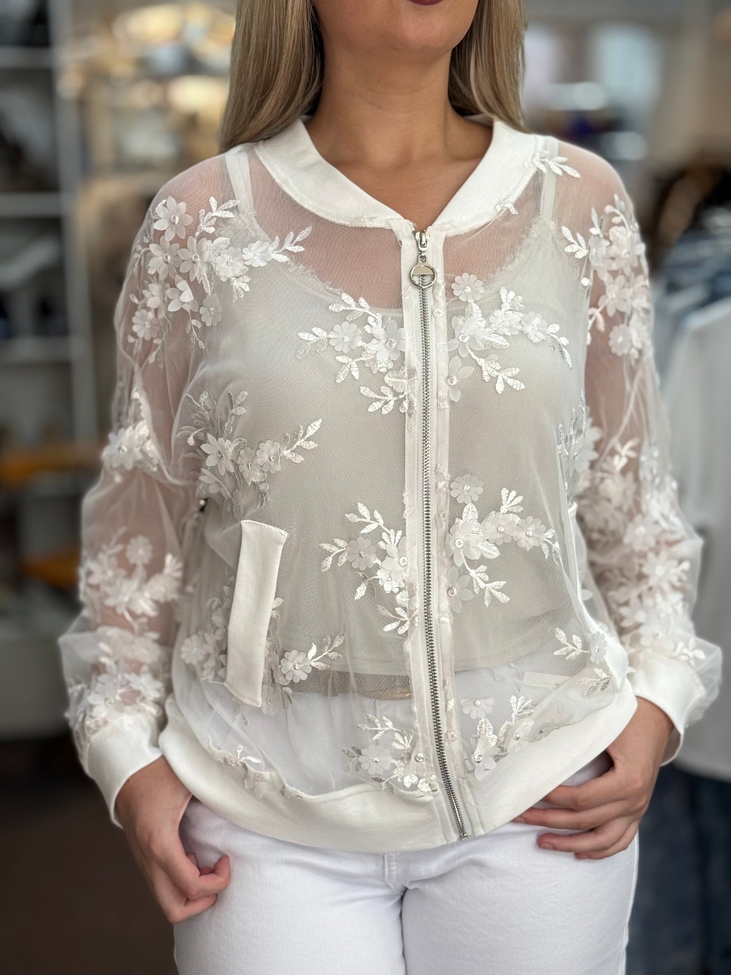 LILA -3D FLOWER MESH  JACKET