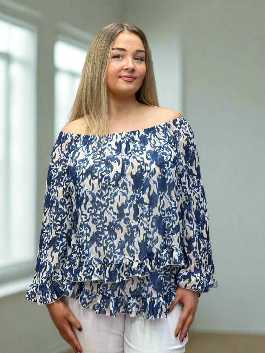 NELL- BARDOT DOUBLE FRILL TOP