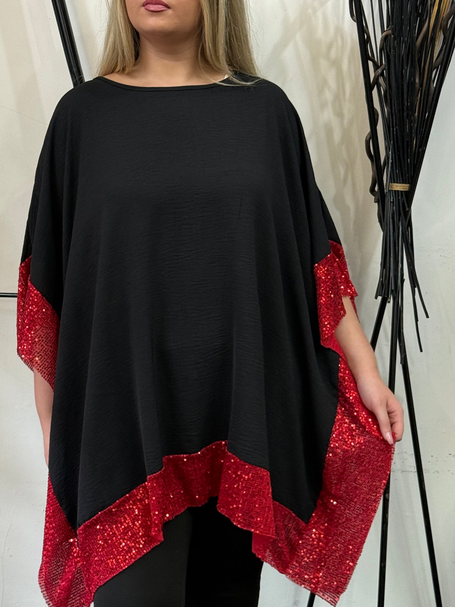 CURVY COLLECTION- BATWING SEQUIN TRIM