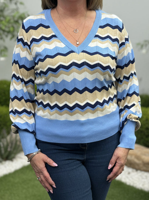 BYOUNG-MORLA VNECK STRIPE JUMPER