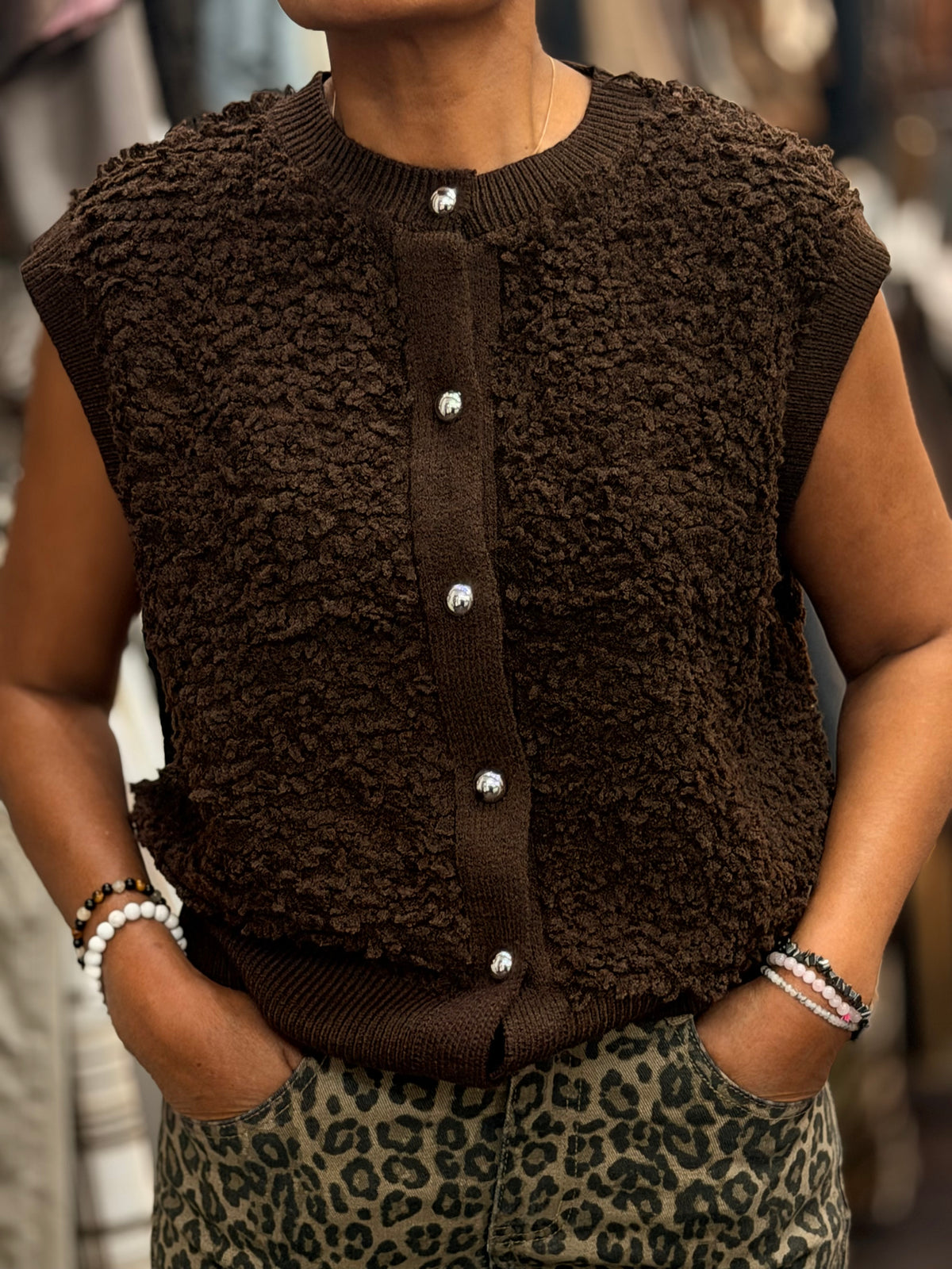 CLOVER-FAUX FUR LOOK GILLET