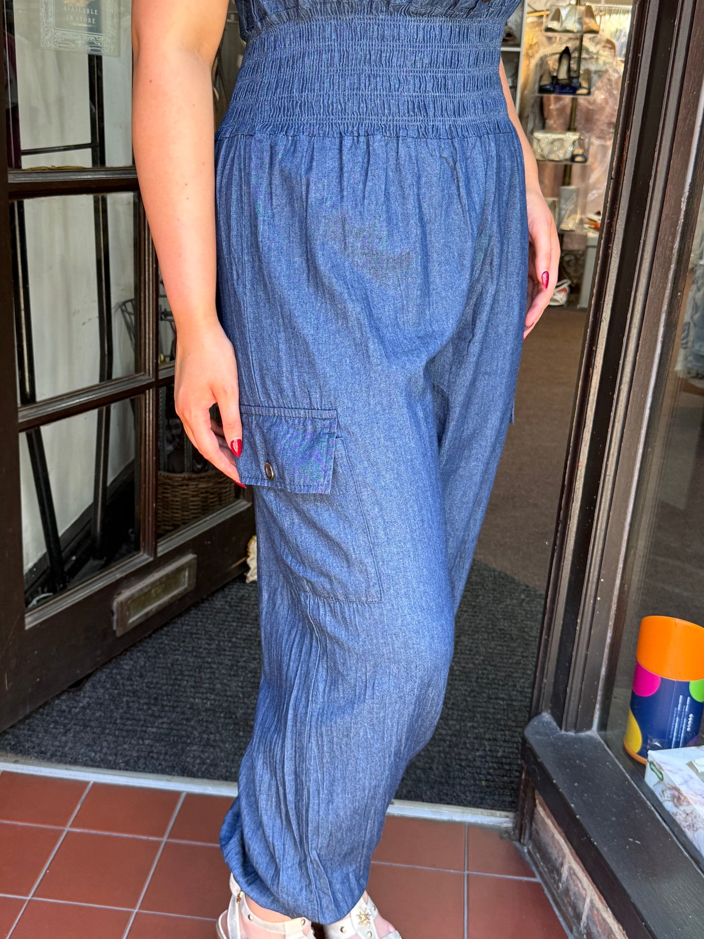 MILEY-BARDOT DENIM LOOK J/SUIT
