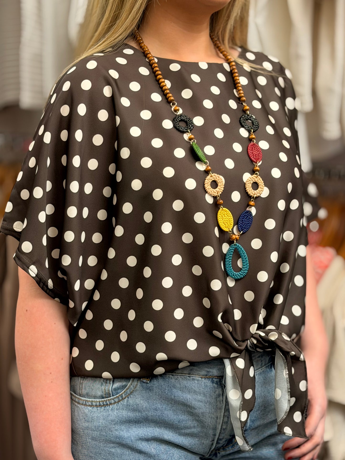 BRYONY- POLKA DOT TIE TOP