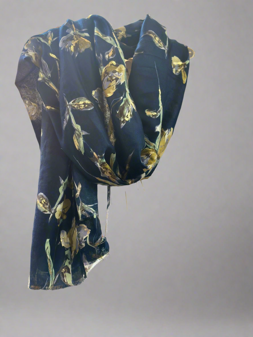 V JASMINE- GOLD LEAF SCARF