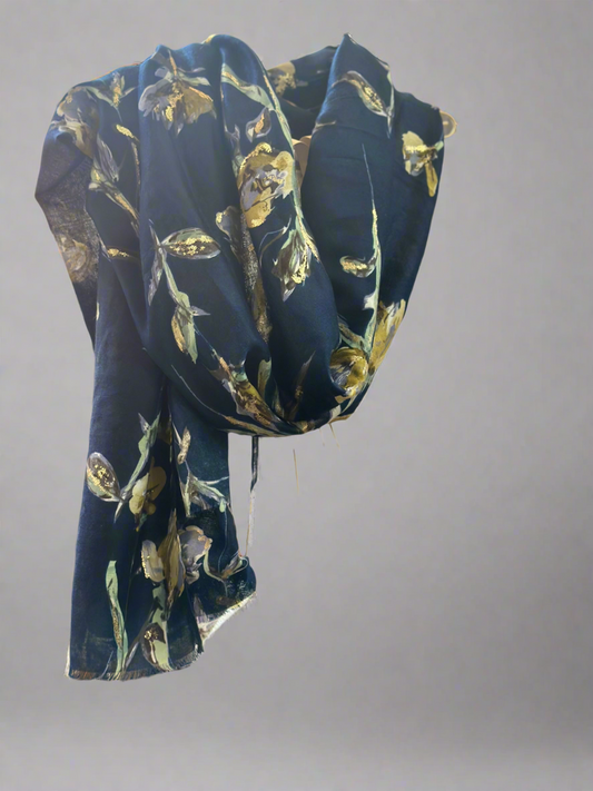 V JASMINE- GOLD LEAF SCARF