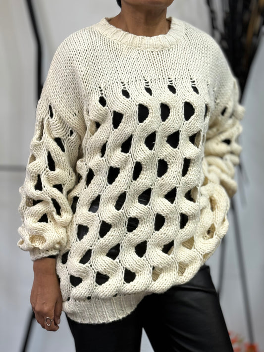 RODA-HAND KNIT HOLEY JUMPER - #BlackFridaySale
