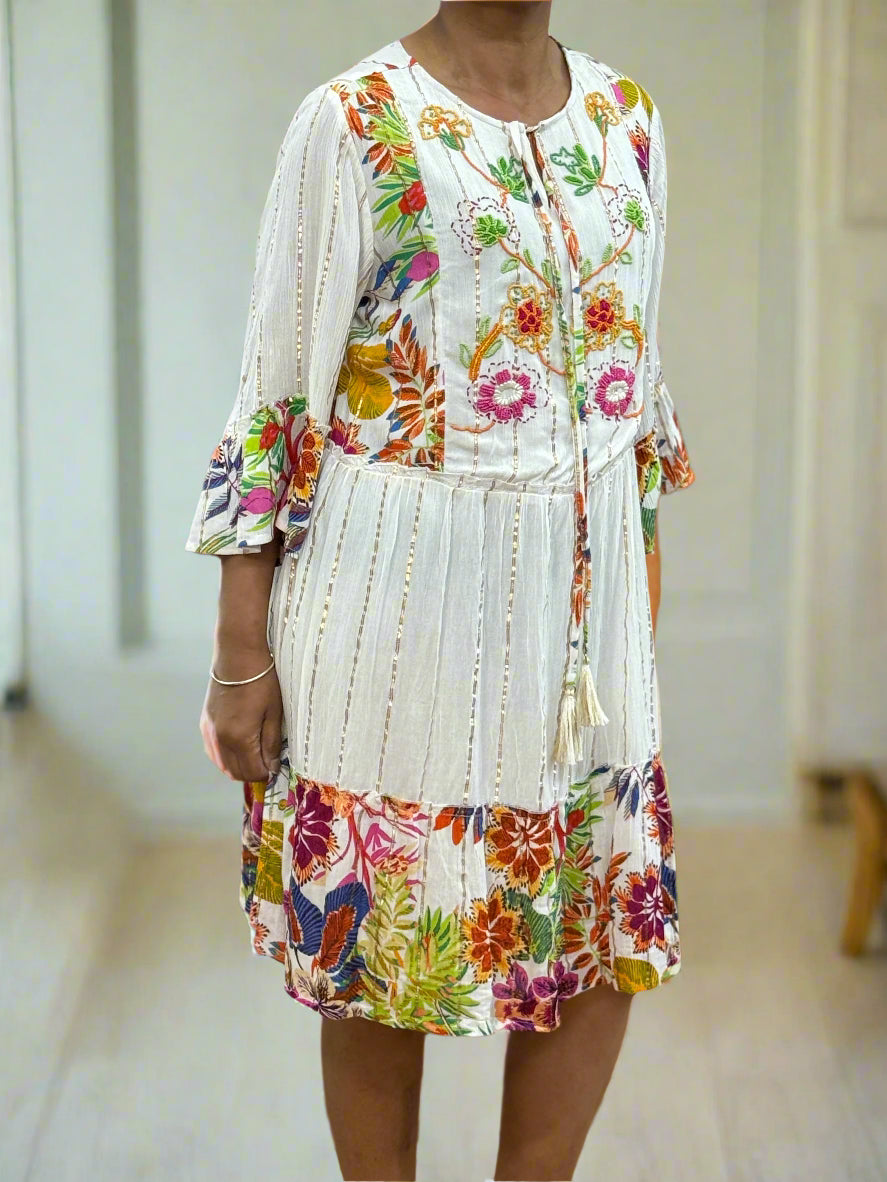 FLICK- BRIGHTS LUREX STRIPE TUNIC DRESS