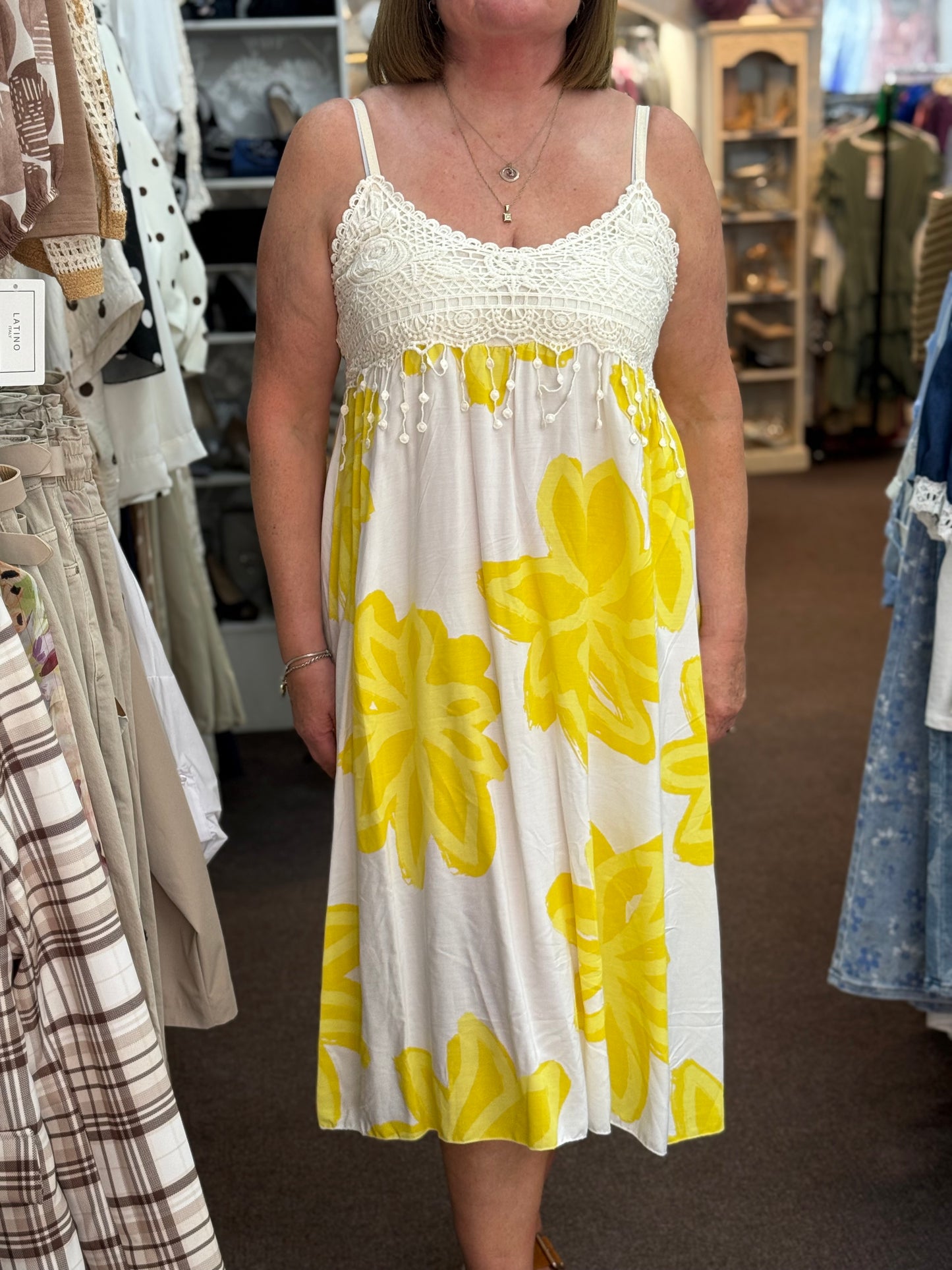MOLLIE- CROCHET DETAIL  FLOWER DRESS