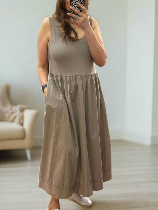 LULU- S/L COTTON JERSEY RIB TOP DRESS