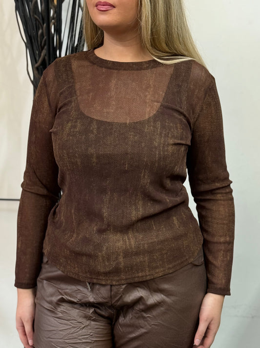 DEMI - GOLD INFUSED MESH TOP-