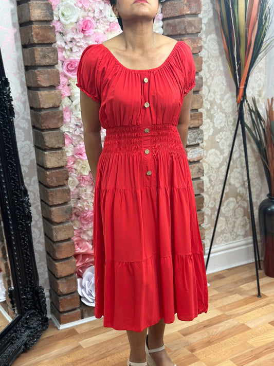 KAT- BARDOT PLAIN MIDI DRESS