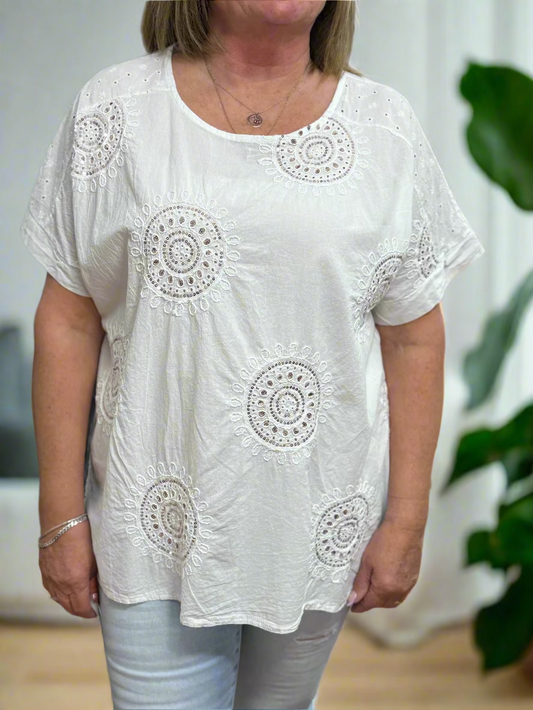 LUCIE-SEQUIN EMB ANGLAZE TOP