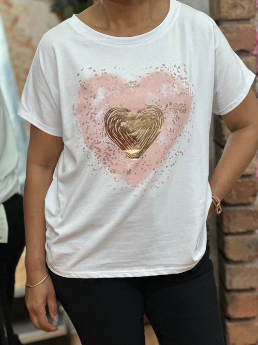 ASSORTED FOIL HEART TEE - SALE now 50% OFF- LAST ONE LEFT