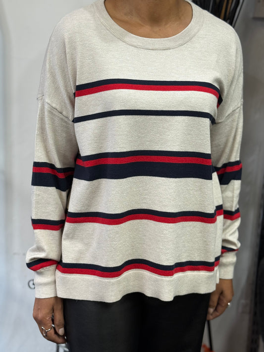 FRANSA-MELANI NAVY/RED STRIPE KNIT BFSALEPRICEDROP