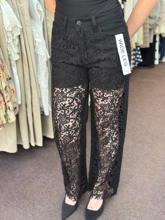 KARIS- LACE FRONT WIDE LEG JEAN-