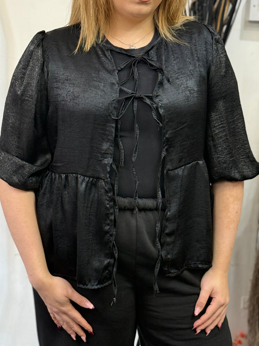 SHIMMER FRONT TIE SHIRT/JKT-#BlackFridaySale -🖤🖤 AUTO XTRA20% off @ Checkout
