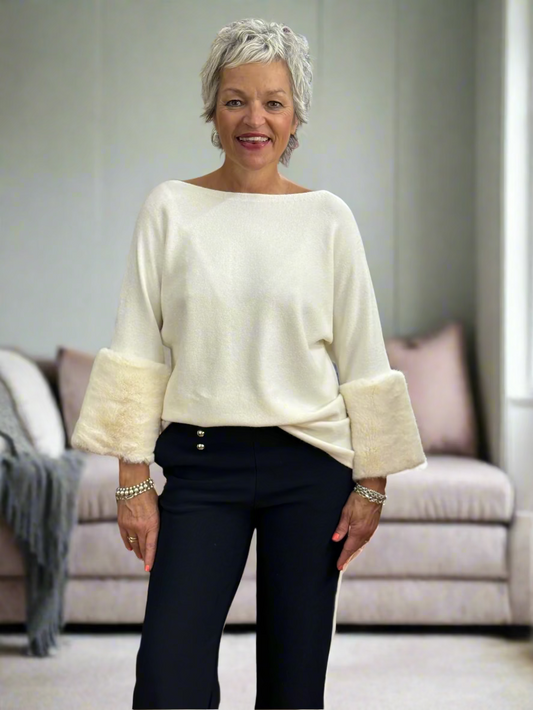 BRIE-LUX  FUR CUFF JUMPER