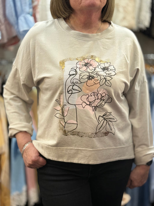 HALLIE- FACE SWEAT TOP #MWBSPECIAL