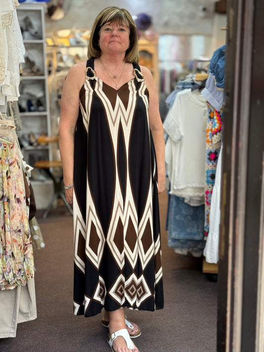 BETHAN- BUCKLE DIAG PATT DRESS #SunshineSALE