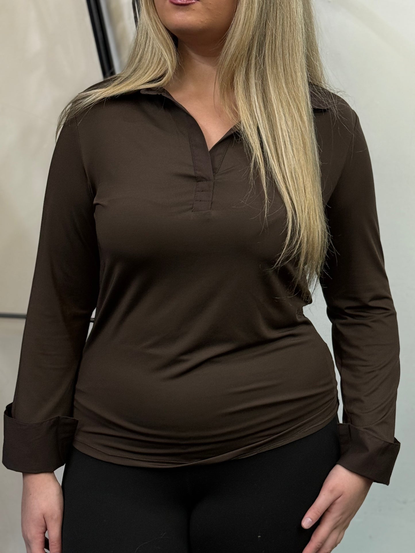 BEAU - COLLAR CUFF LAYERING TOP-BROWN -