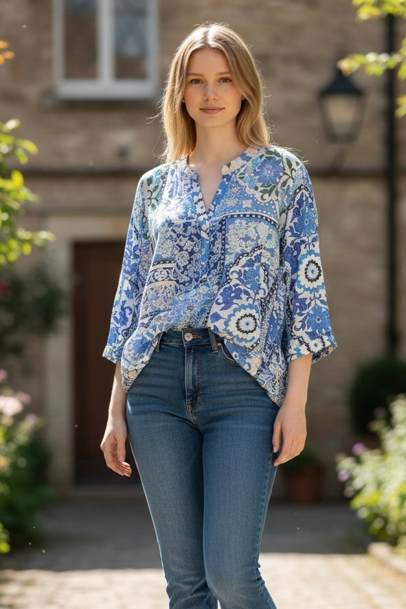 MISSY-FLORAL TUNIC GDAD COLLAR