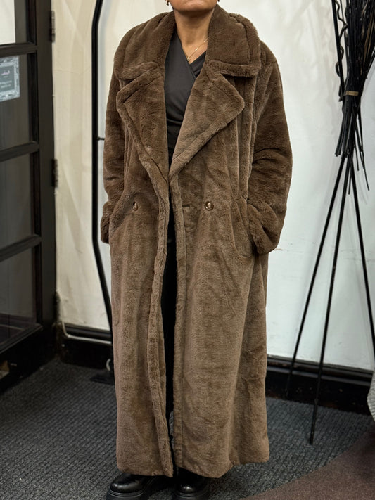 ALEX-FAUX FUR DUSTER COAT