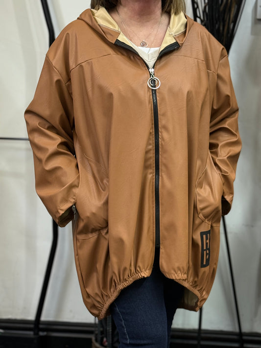 HOPE-HIGH LOW HOODY PU ZIP JACKET-CURVE 50% OFF