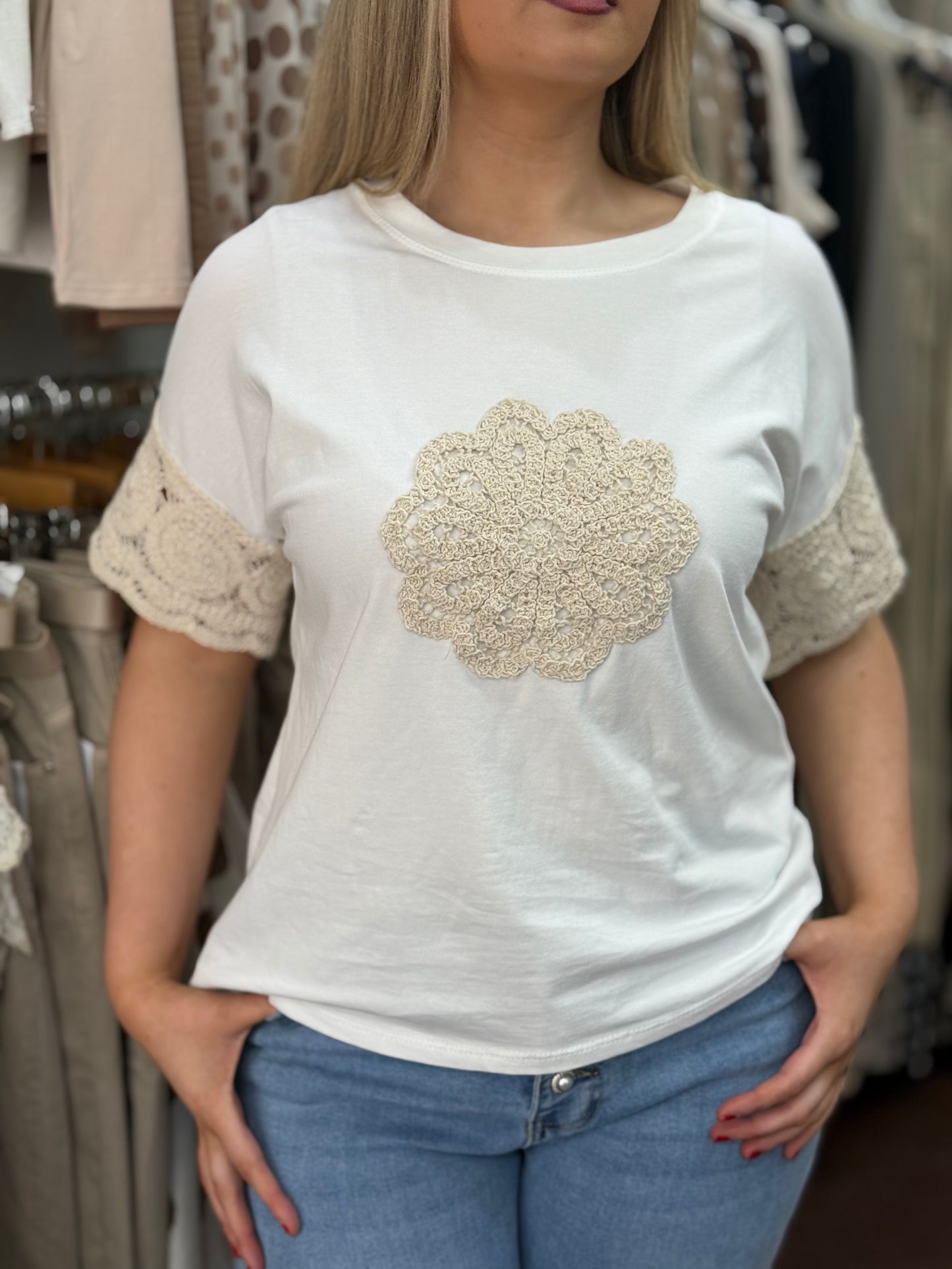 ROMA TEE- REEVA CROCHET DETAIL