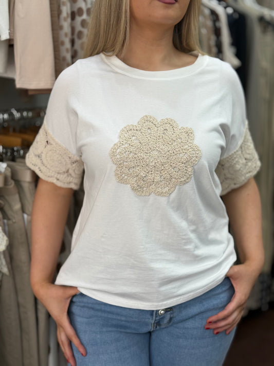ROMA TEE- REEVA CROCHET DETAIL
