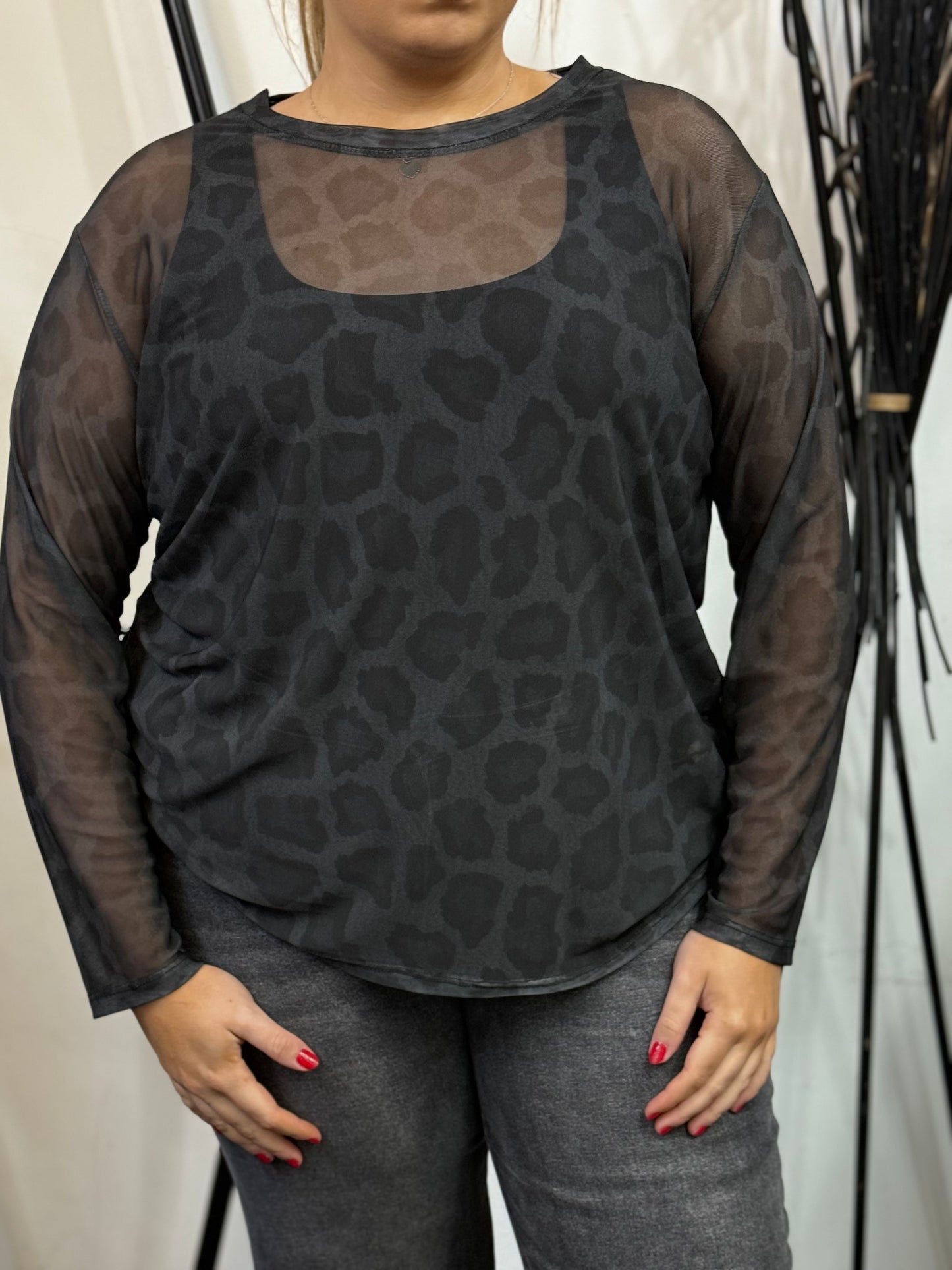 BLISS-PRINTED MESH TOP/CURVE-