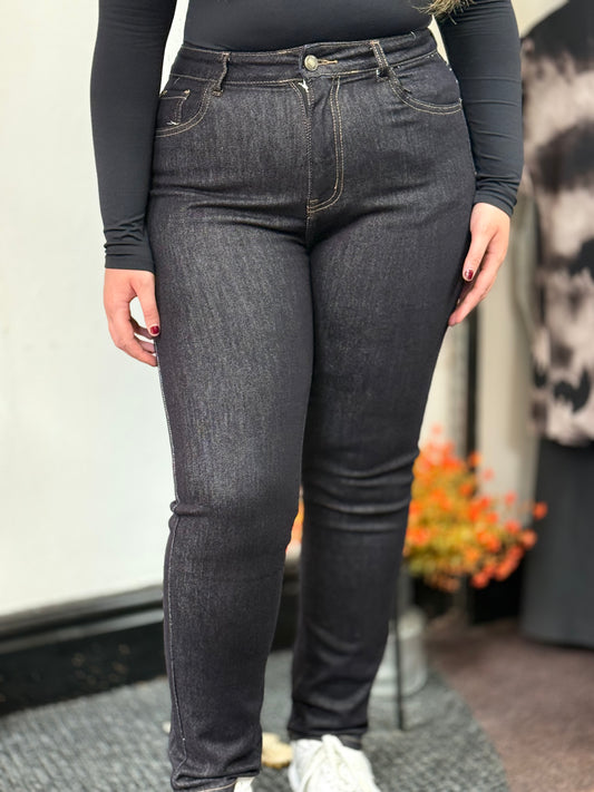 JESS-MOM JEAN -BLACK INK WASH