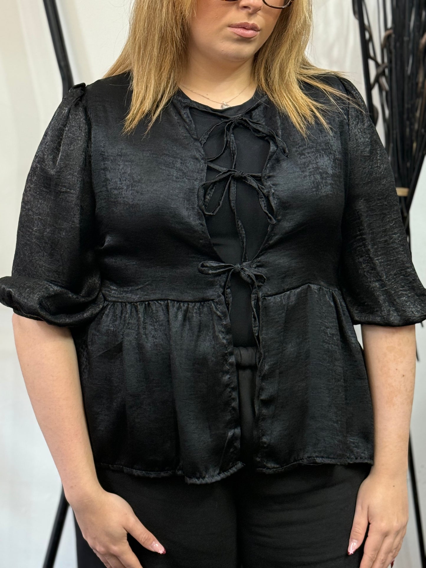 SHIMMER FRONT TIE SHIRT/JKT-#BlackFridaySale -🖤🖤 AUTO XTRA20% off @ Checkout