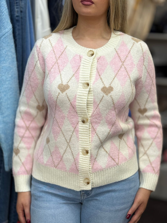 ELLA-ARGYLE R/NECK CARDI