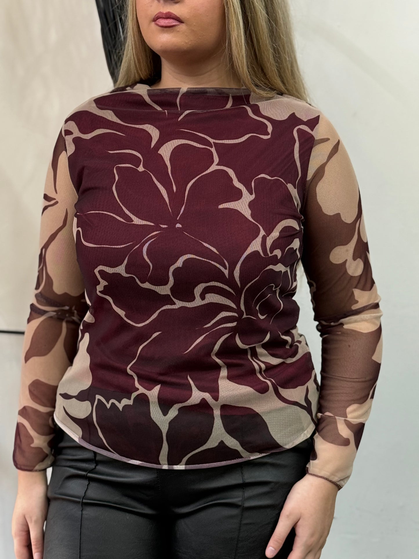 TANYA MESH FLORAL PRINT TOP-
