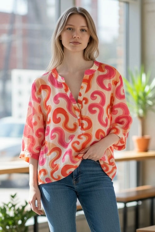 MISSY-FLORAL TUNIC GDAD COLLAR