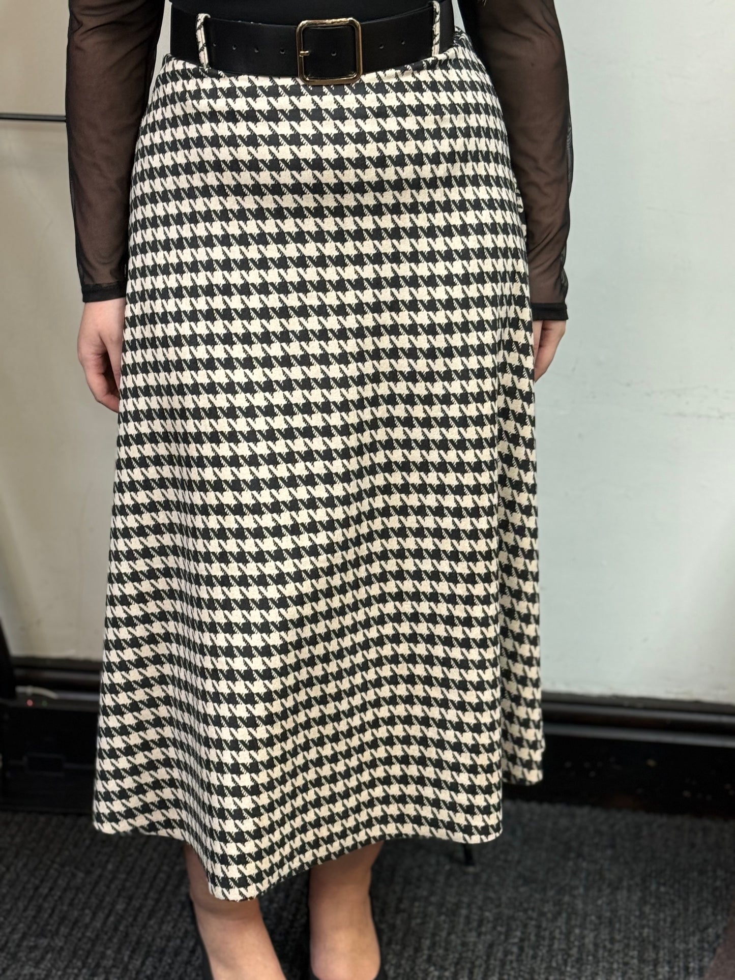 RONA-DOGTOOTH A LINE SKIRT-