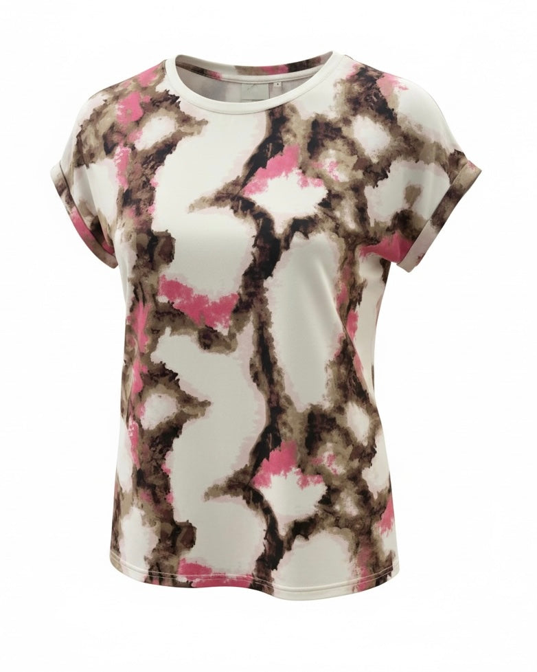 FRANSA- SEEN PINK/BEIGE SPLODGE TEE