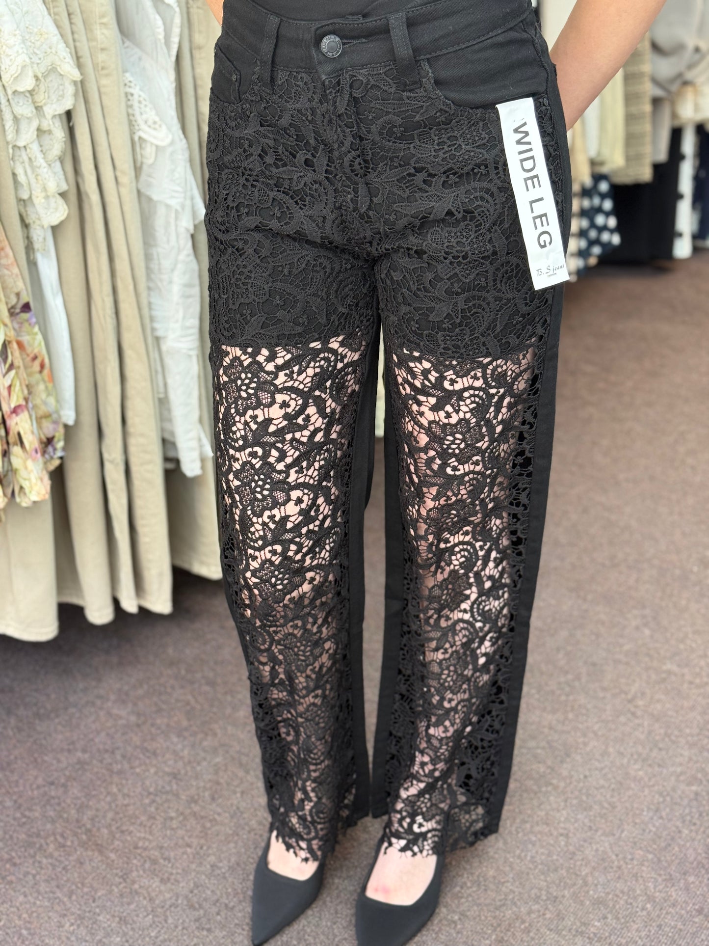 KARIS- LACE FRONT WIDE LEG JEAN-
