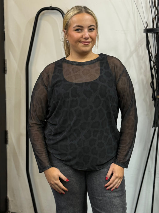 BLISS-PRINTED MESH TOP/CURVE-