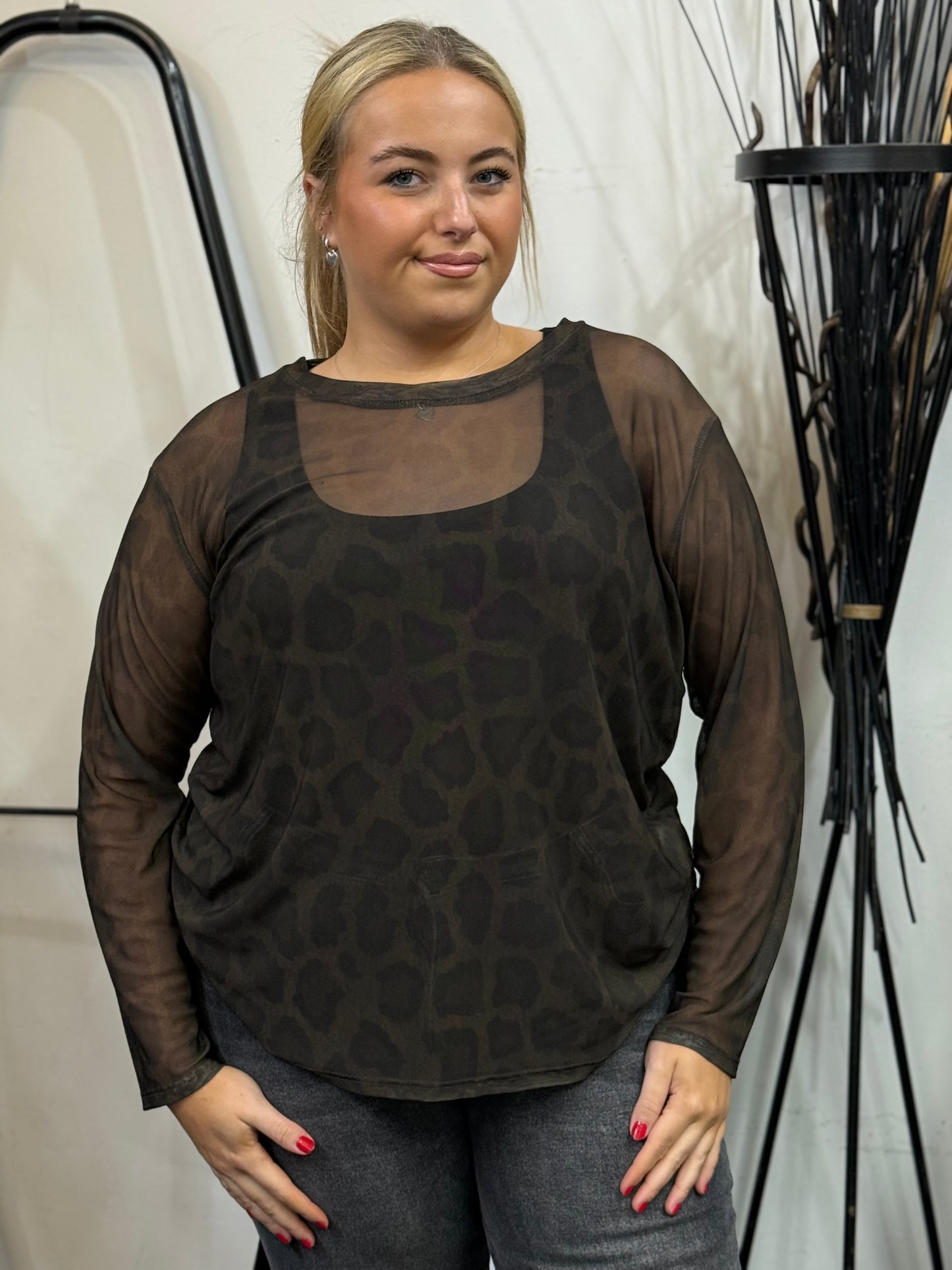 BLISS-PRINTED MESH TOP/CURVE-