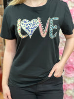 Load image into Gallery viewer, LOVE APPLIQUE TEE- Black
