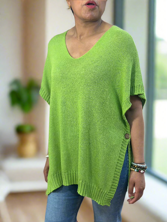 RADCLIFFE-SIDE BUTTON TUNIC KNIT TOP