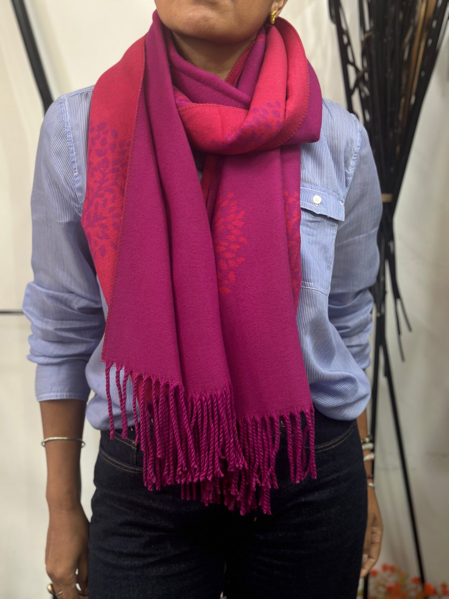 TREE OF LIFE- REVERSIBLE SCARF- CASHMERE BLEND