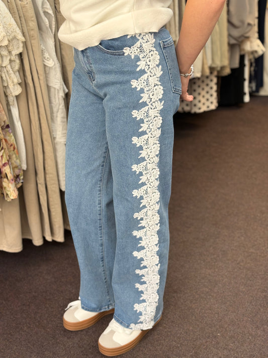 EMMIE- LACE TRIM JEAN