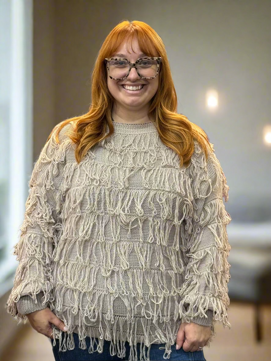 IZZIE- SHAGGY FRINGE JUMPER CURVE