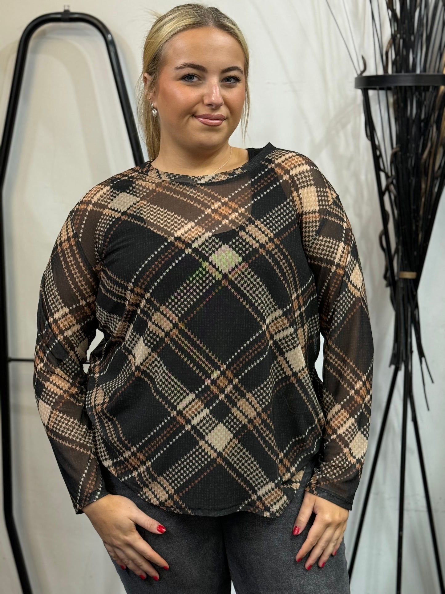 BLISS-PRINTED MESH TOP/CURVE-