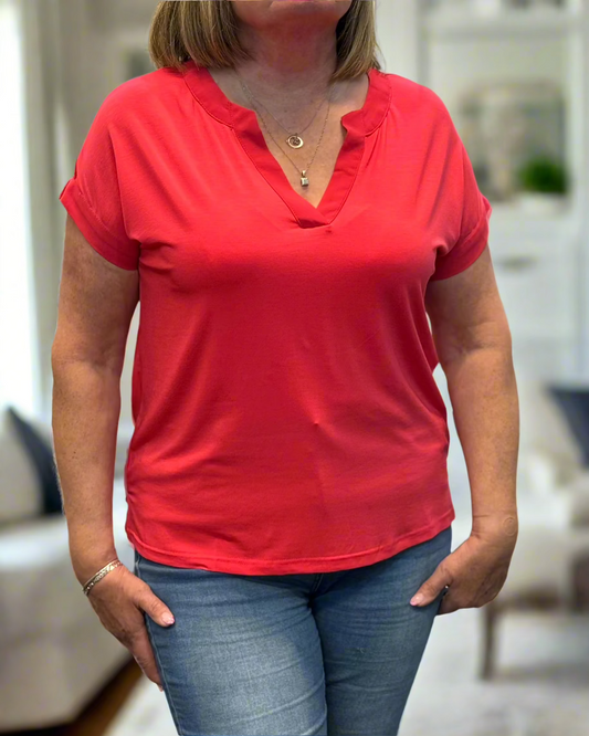 FRANSA-LIV TEE- CORAL
