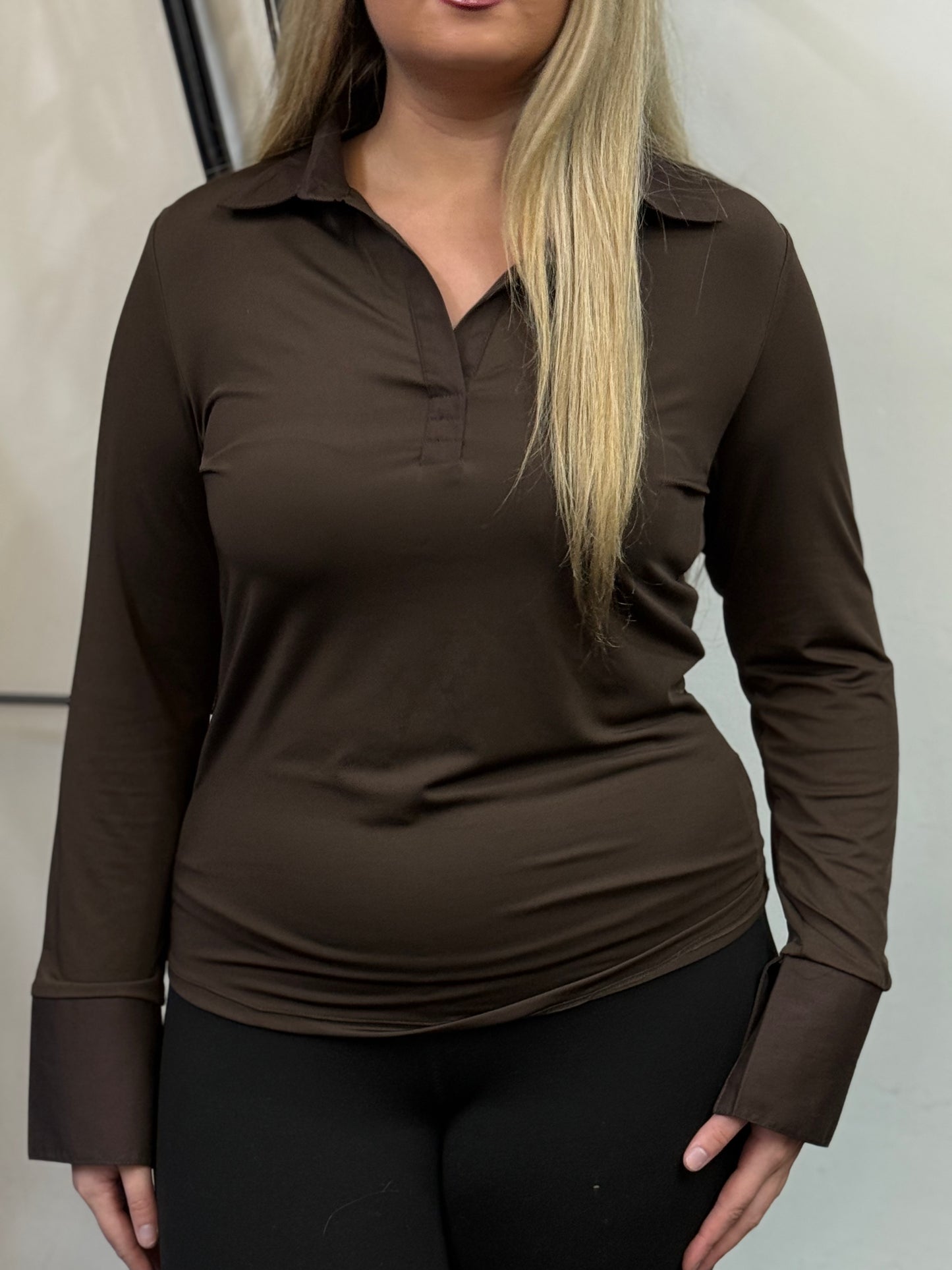 BEAU - COLLAR CUFF LAYERING TOP-BROWN -