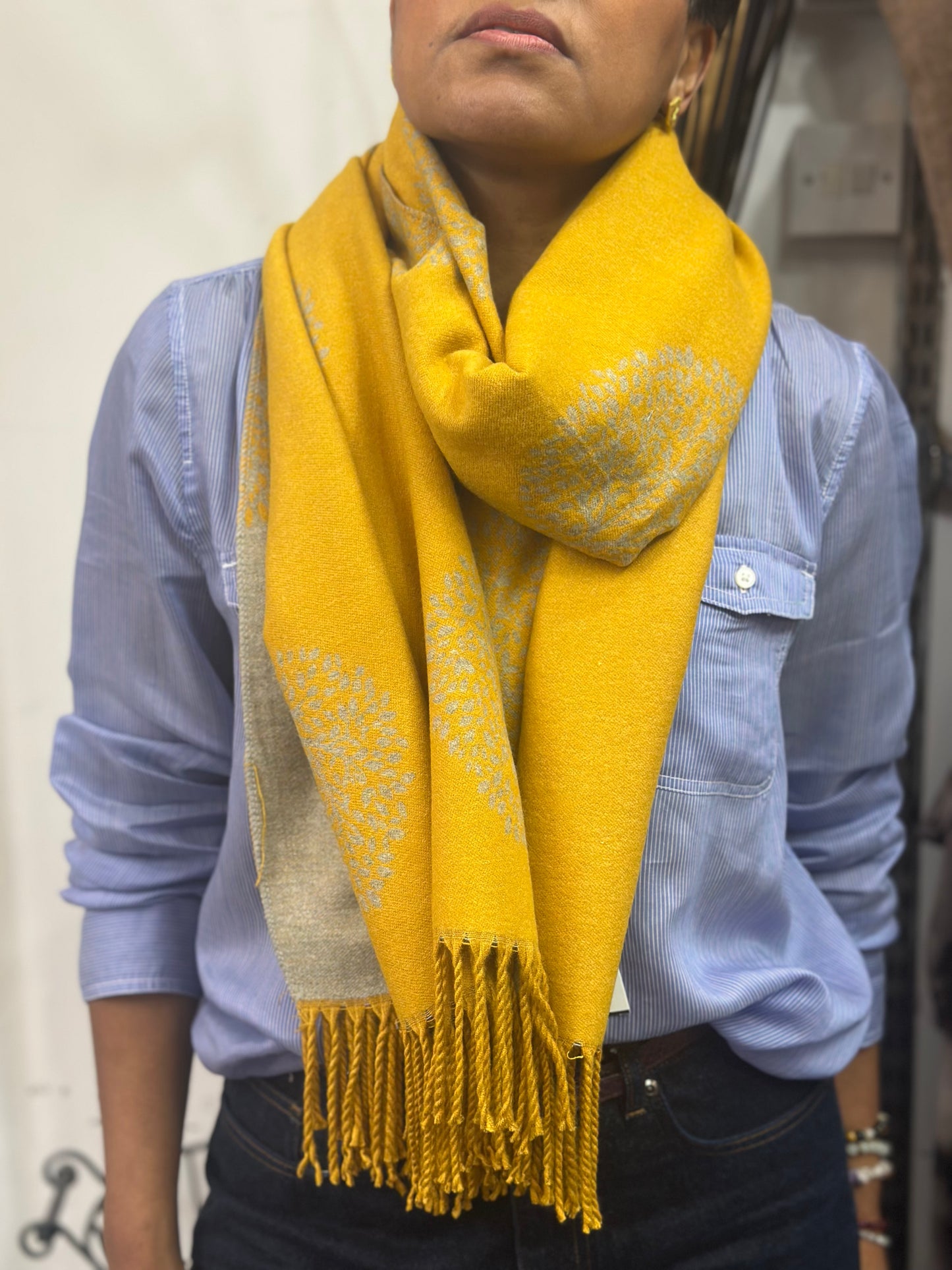 TREE OF LIFE- REVERSIBLE SCARF- CASHMERE BLEND